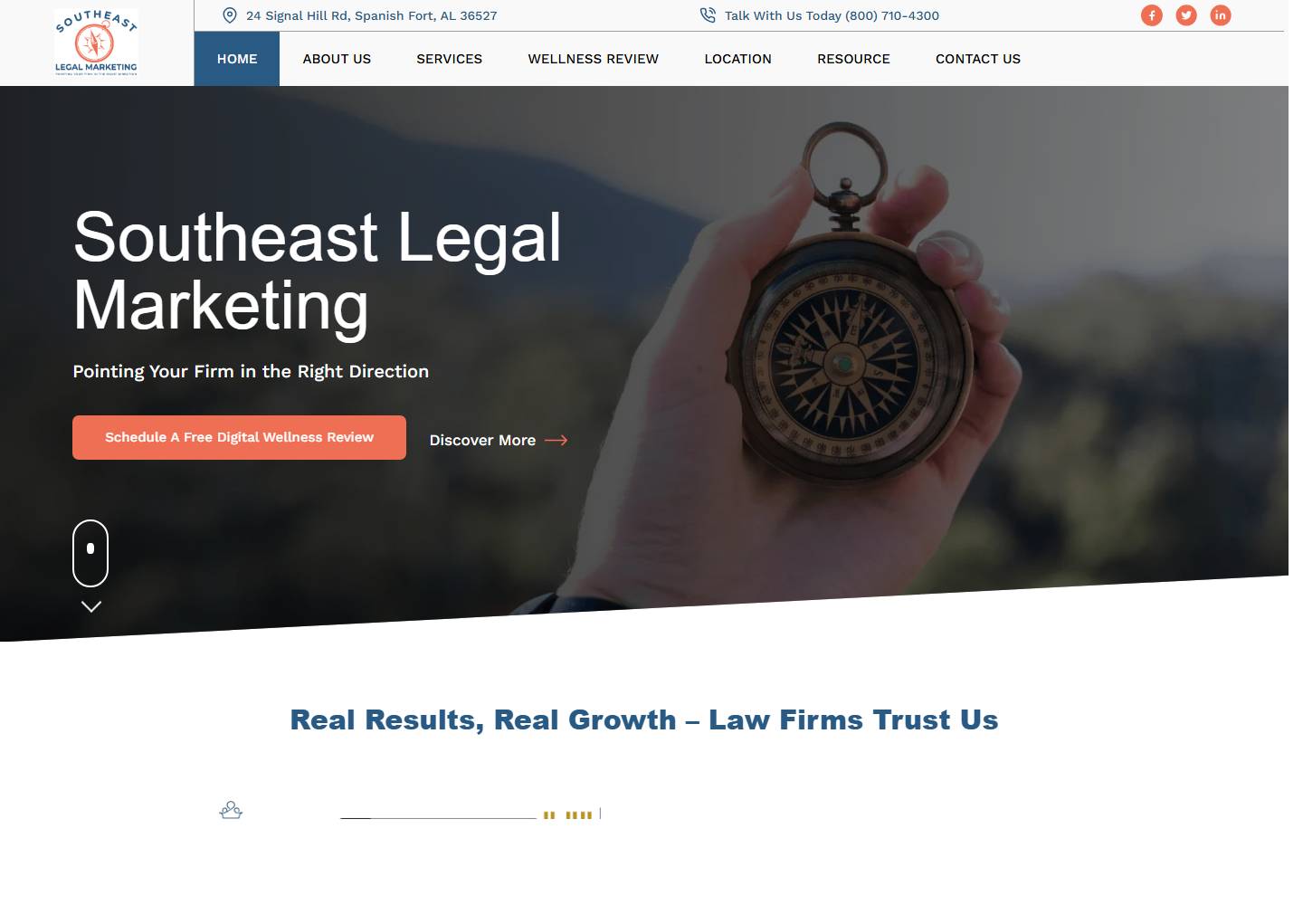Southeast Legal Marketing website homepage preview
